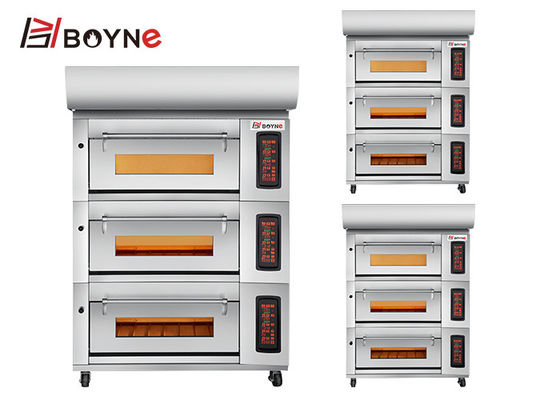 Stainless Steel Commercial Bakery Kitchen Equipment Three Deck Oven