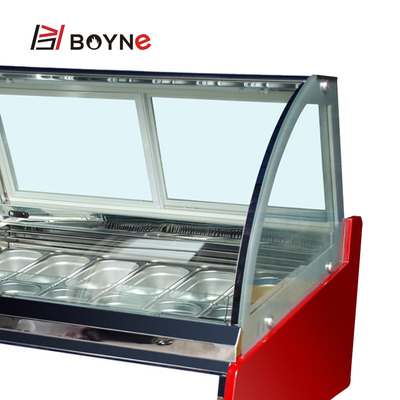 Arc Shape 450W Ice Cream Display Fridge For Milk Tea Shop