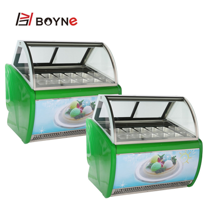 Arc Shape 450W Ice Cream Display Fridge For Milk Tea Shop