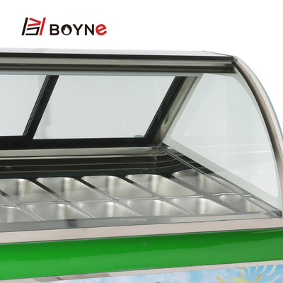 Arc Shape 450W Ice Cream Display Fridge For Milk Tea Shop